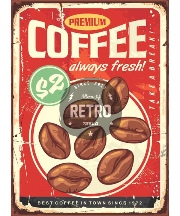 Kahve & Coffee 10 - Ahşap Retro Tablo